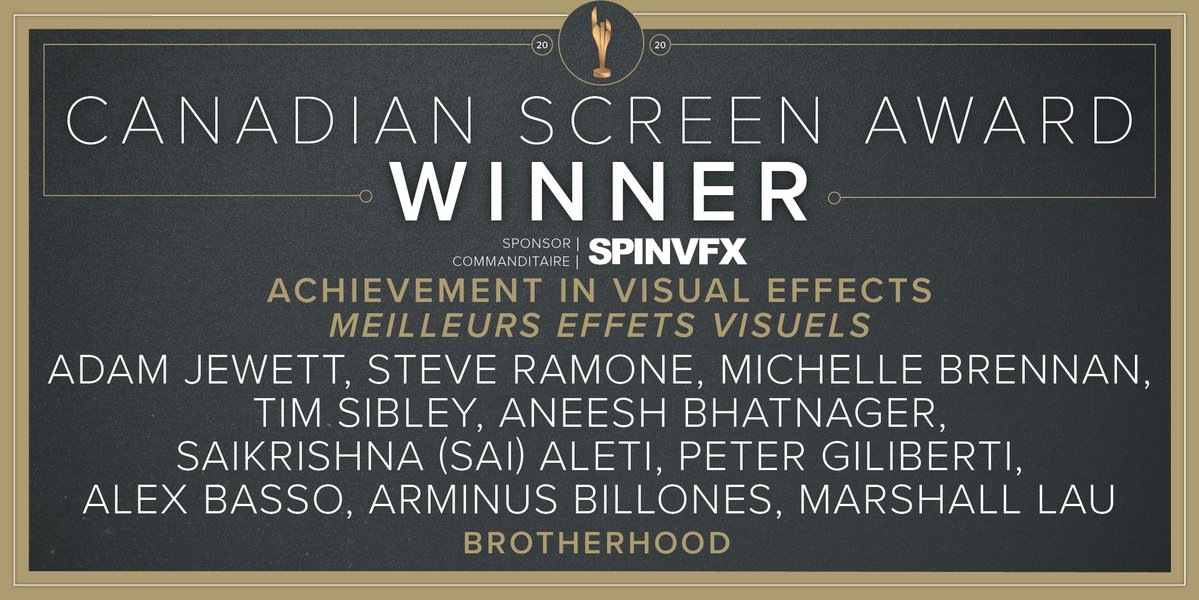 Canadian Screen Awards 2020 Achievement in VFX Winner ‘Brotherhood’